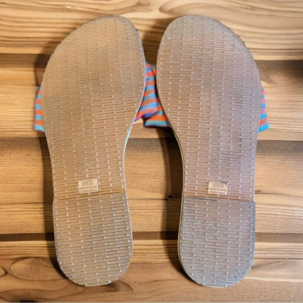 HAVAIANAS SIZE 10 TAN-MULTI STRIPE FLIP FLOP SANDALS Size 37/38 (6/7)